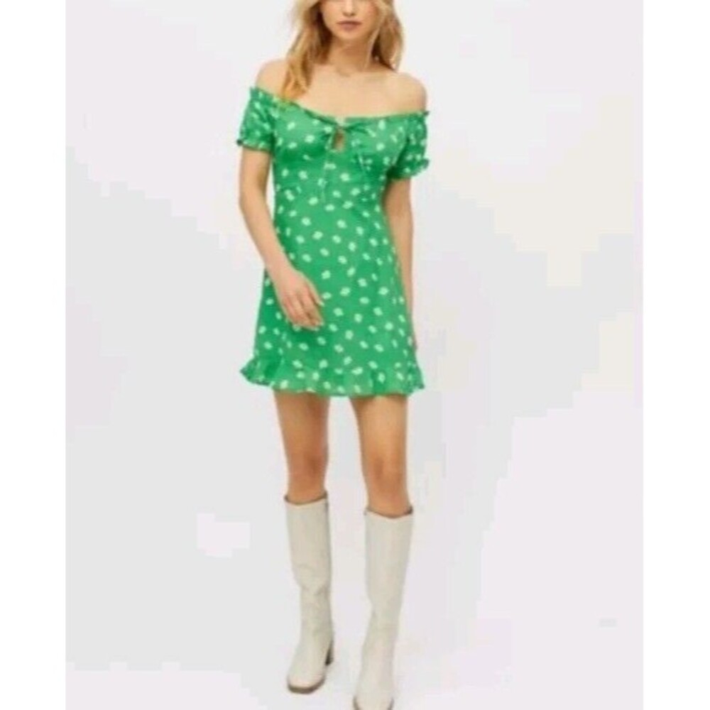 Urban Outfitters Women’s Green Cotton Daisy Floral Dress Size Large Cottagecore